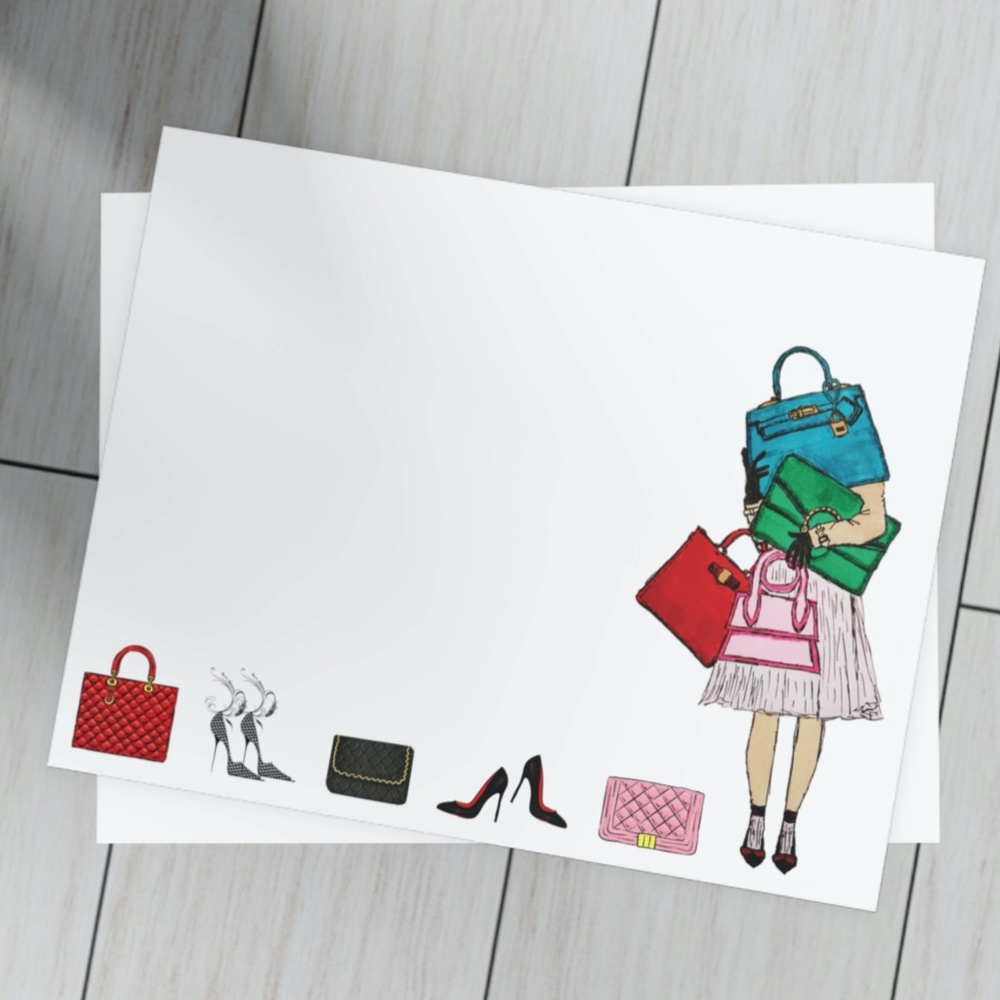 x12 Fashion Handbag Stationery w/ Stationery and Stickers Bag Lover Cards